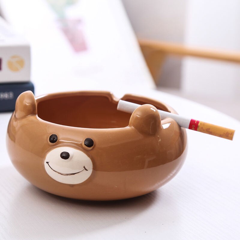 8.5cm/9.5cm South Korea Cute Cartoon Animals Ceramic Ashtray Creative Large Coffee Table Vehicle Car Ashtray House Mini Ashtray