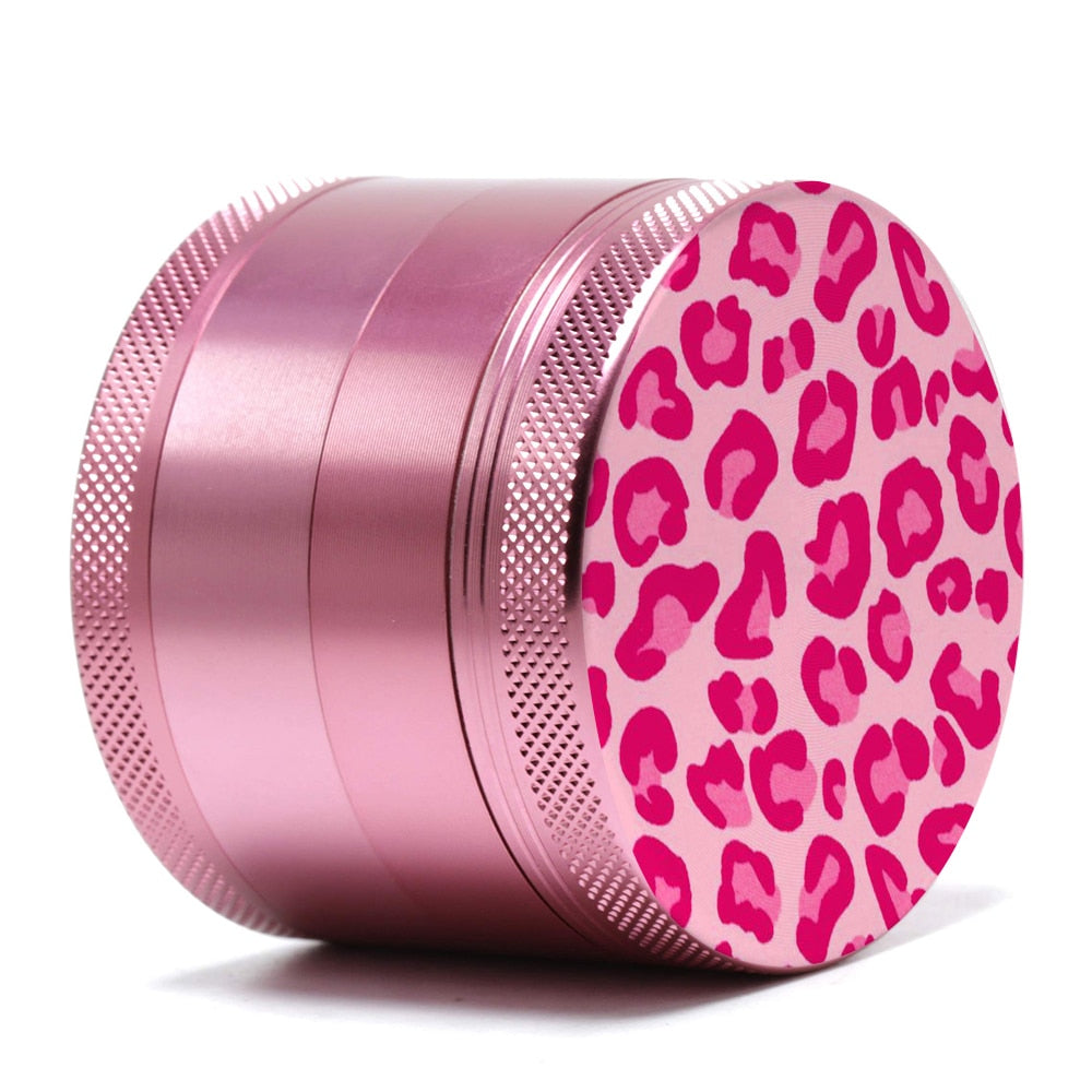 40MM Top Quality Pink Grinder For Girls Print Logo Cartoon Aluminum Alloy Grinders Machine Grass Spices 4 Layers Crusher Gifts