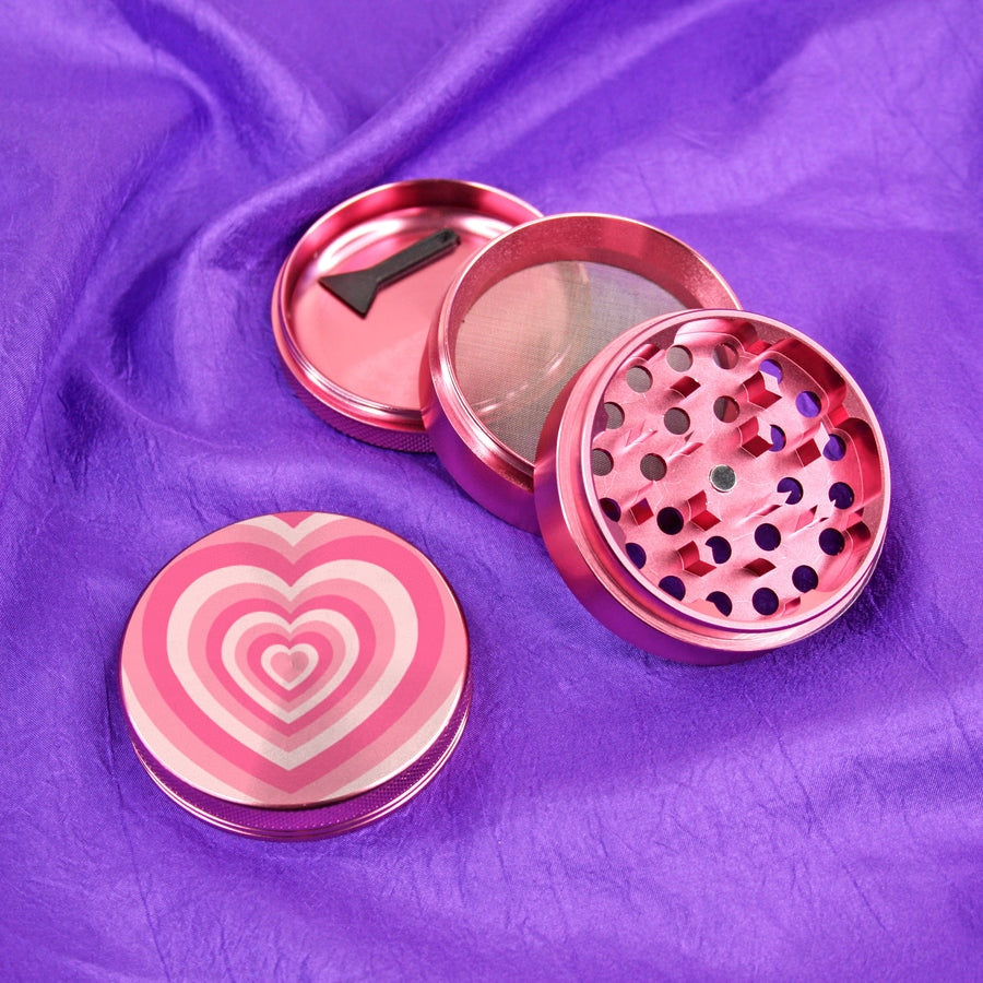 Top Quality 40MM Pink Heart Grass Grinder For Girls Aluminum Alloy Metal Pink Crusher 4 Layers Spices Grinder Wholesale