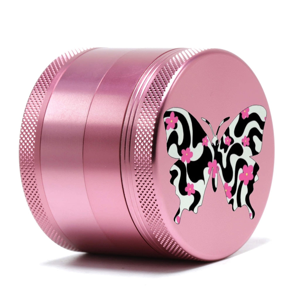 40MM Top Quality Pink Grinder For Girls Print Logo Cartoon Aluminum Alloy Grinders Machine Grass Spices 4 Layers Crusher Gifts