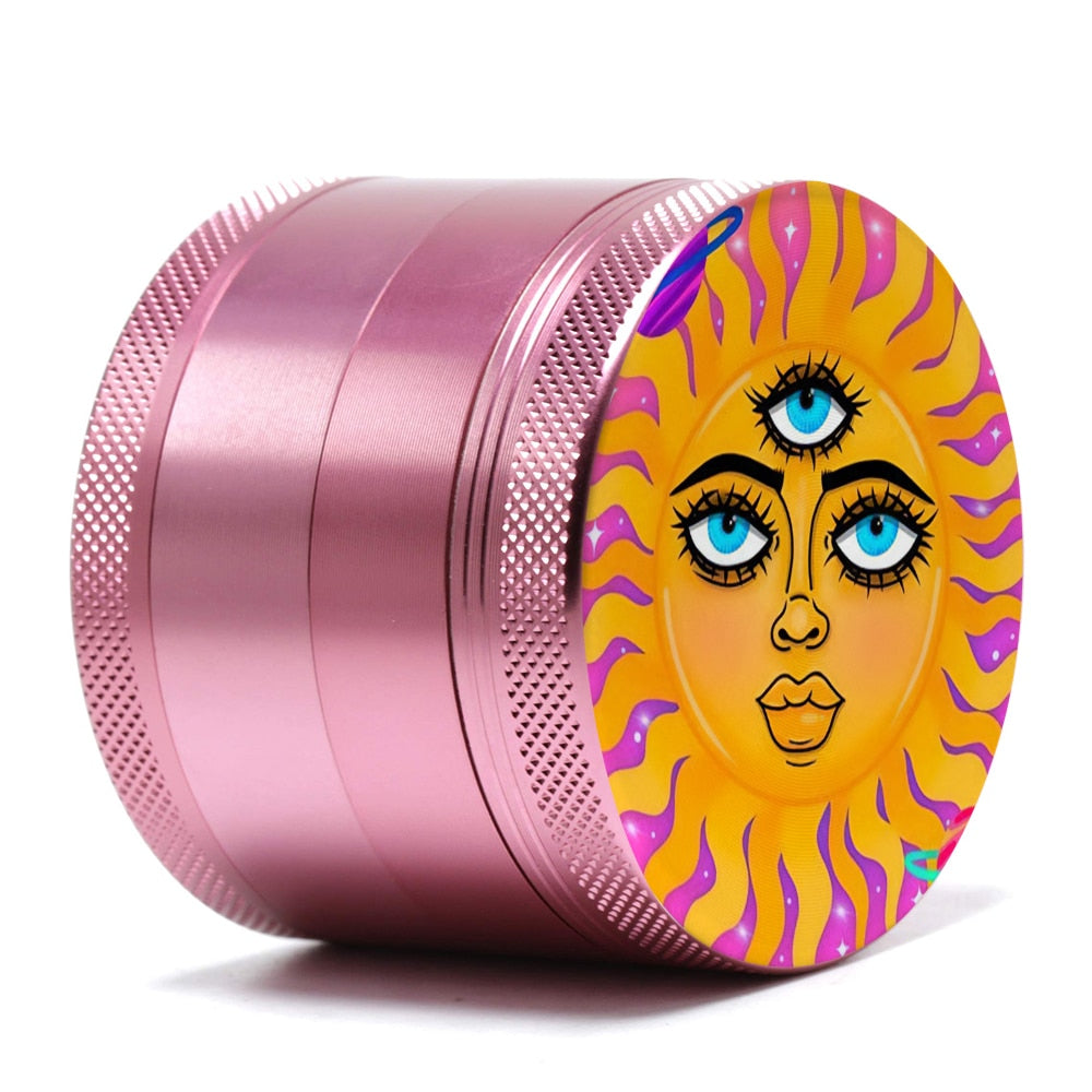 40MM Top Quality Pink Grinder For Girls Print Logo Cartoon Aluminum Alloy Grinders Machine Grass Spices 4 Layers Crusher Gifts