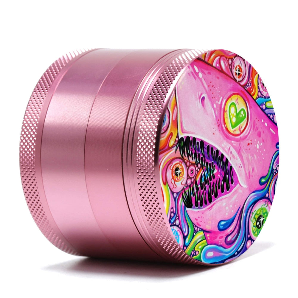 40MM Top Quality Pink Grinder For Girls Print Logo Cartoon Aluminum Alloy Grinders Machine Grass Spices 4 Layers Crusher Gifts